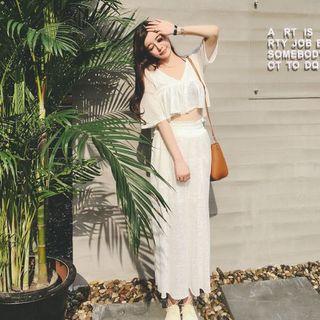 Set: Empire Cropped Top + Wide Leg Pants