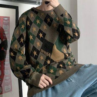Starry Argyle Knit Sweater