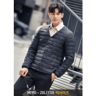 V-neck Snap-button Padded Jacket