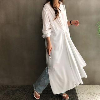 Knot-front Maxi Shirtdress