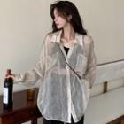 Long-sleeve Tie Dye Sheer Shirt