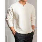 Slit-neckline Raglan-sleeve T-shirt