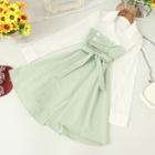 Mock Two-piece Collared Long-sleeve A-line Dress