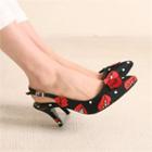 Lips Pattern Sling-back Heels