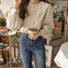 Flower Embroidery-collar Blouse