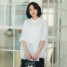 Short-sleeve Linen Cotton Blouse