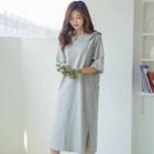 Layered-collar Long T-shirt Dress