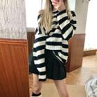 Cold-shoulder Striped Oversized Top