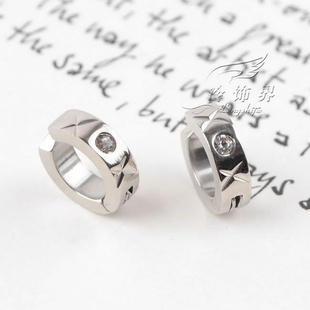 Single Rhinstone Titanium Steel Earring