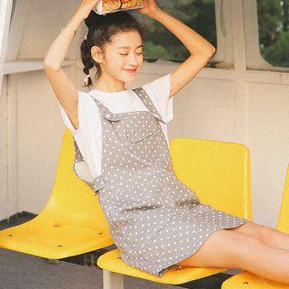 Dotted Denim Pinafore