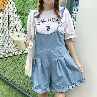 Frill Trim Spaghetti Strap Pinafore Playsuit