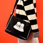 Sunny Doll Applique Canvas Messenger Bag Black - One Size