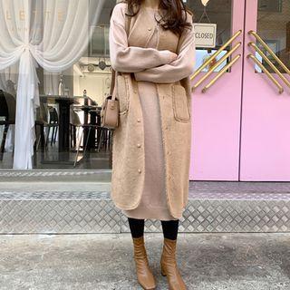 Reversible Faux-shearling Long Vest Dark Beige - One Size