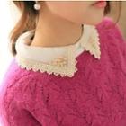 Embellished Collar Pointelle Knit Sweater
