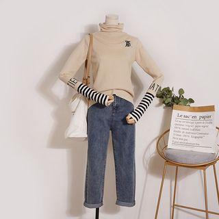 Mock Two-piece Turtleneck Knit Top
