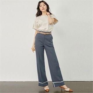 Cuffed-hem Pipe-trim Pants