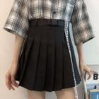 Buckled Mini A-line Pleated Skirt