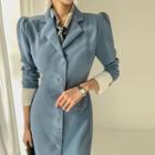 Contrast-cut Fitted Coatdress