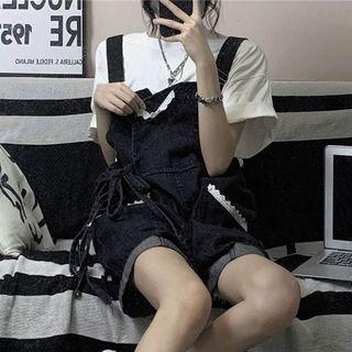 Lace Panel Denim Wrapped Jumper Shorts