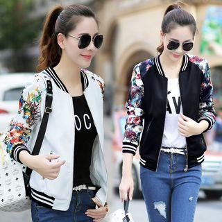 Flower Print Bomber Jacket