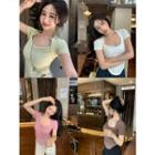 Details Round-hem Crop T-shirt In 5 Colors