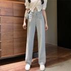Faux Pearl Wide-leg Jeans