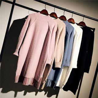 Mock Neck Dip-back Midi Sweater Dress