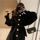 Tie Waist A-line Single-breasted Coat