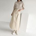 Zip-fly Long A-line Skirt