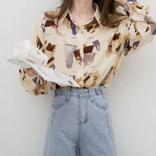 Print Shirt Light Khaki - One Size