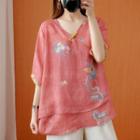 Traditional Chinese Elbow-sleeve Print Top