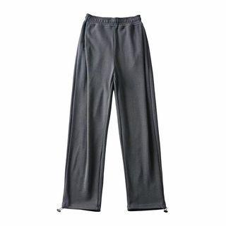 High-waist Lettering Embroidered Pants