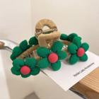Flower Fabric Hair Clamp 1pc - Green & Khaki - One Size