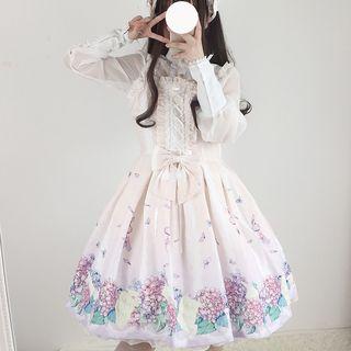 Printed Strappy A-line Dress / Headband