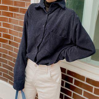 Plus Size Dip-back Corduroy Shirt