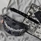 Patched Chained Belt Bag