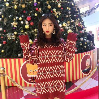 Glittered Loose-fit Sweater Red - One Size