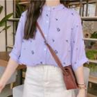 Short-sleeve Floral Embroidery Shirt