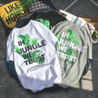 Lettering Short-sleeve T-shirt 9015 - White - 5xl