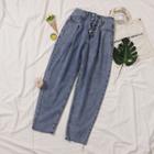Single Breasted High Waist Baggy Jeans