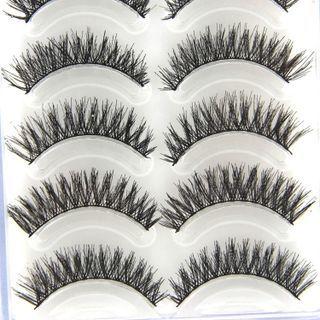 False Eyelashes Set Of 5 Pairs - Black - One Size