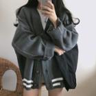 V-neck Color-block Knit Cardigan