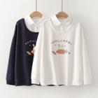 Mock Two-piece Cartoon Rabbit Print Pullover