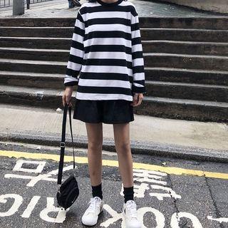 Couple Matching Long-sleeve Striped T-shirt As Shown In Figure - One Size