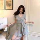 Set : Short-sleeve Top + A-line Skirt