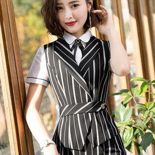 Set: Striped Vest + Pencil Skirt