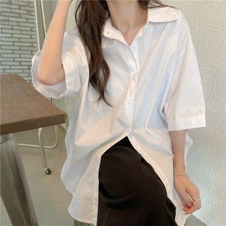 Plain Polo Collar Wide Shirt