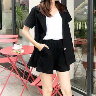 Short-sleeve Plain Shirt / Shorts / Tank Top / Set