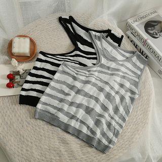 Asymmetrical Zebra-print Crop Tank Top