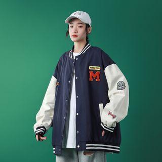 Lettering Logo Patch Baseball Jacket